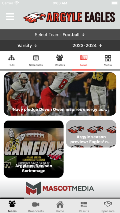 Argyle Eagles Athletics Screenshot