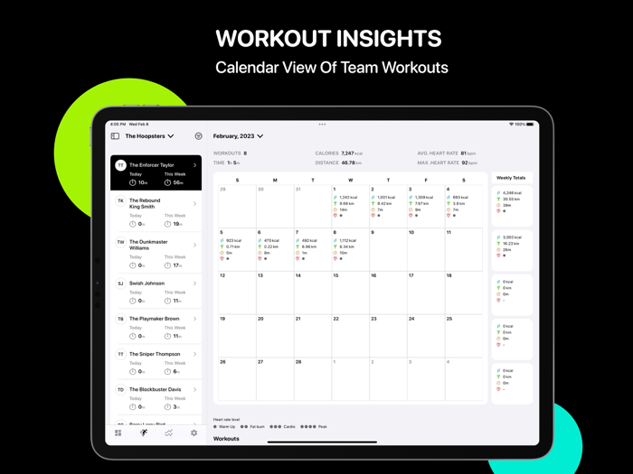 Sports Team Fitness Dashboard