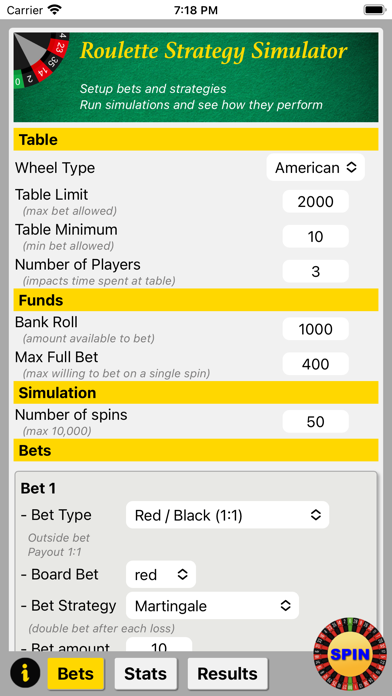 Roulette Strategy Simulator Screenshot