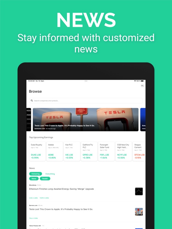 Stock Events Portfolio Tracker iPad screenshot 7 - Finance app