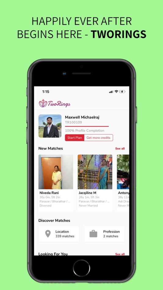 #3. TwoRings: Matrimony Service (iOS) Von: Ontwerp Analytics Pvt. Ltd.