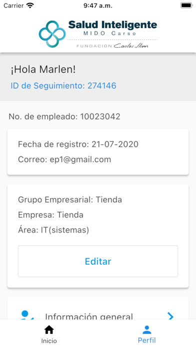 Salud Inteligente MIDO Carso Screenshot
