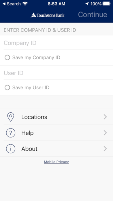 Touchstone Bank Business Screenshot