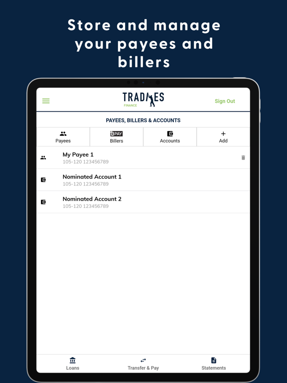 Tradies Finance Mobile Access iPad screenshot