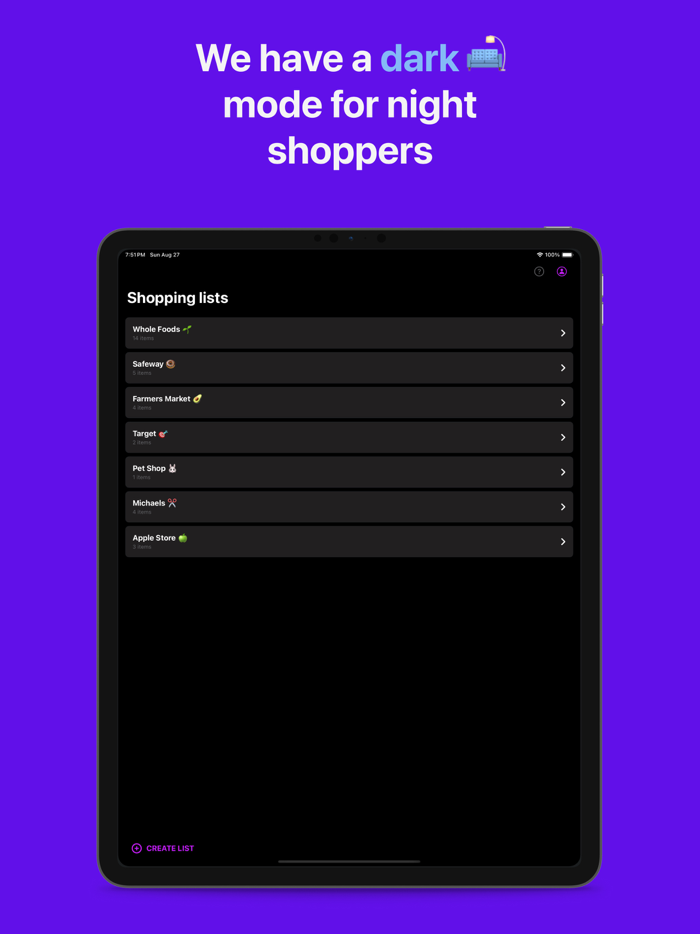Shopping List for Whole Family