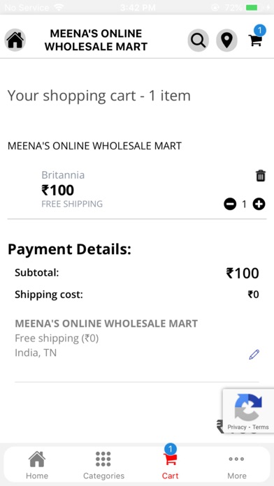 Meena's Online Wholesale Mart Screenshot