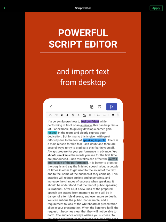 ‎Teleprompter for Videos Script Screenshot