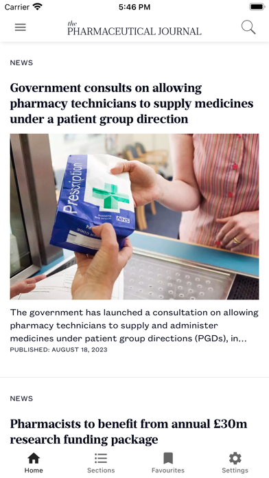 Pharmaceutical Journal Screenshot
