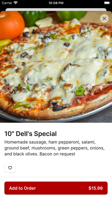 Dell's Pizza & Wings Express Screenshot