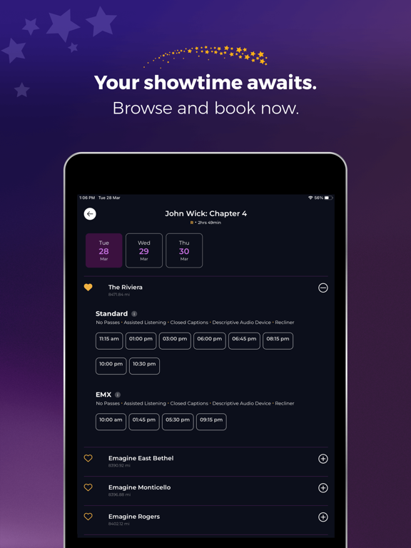 Emagine Theatres iPad screenshot 3 - Entertainment app