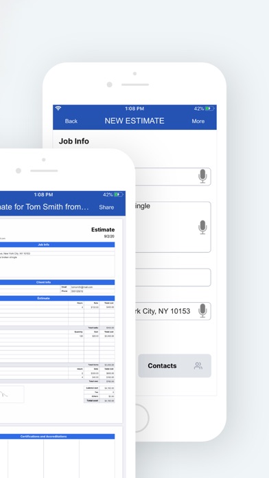 Job Estimates & Invoices Screenshot
