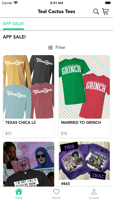 Teal Cactus Tees Screenshot 2 - AppWisp.com Teal Cactus Tees Screenshot 2 - AppWisp.com