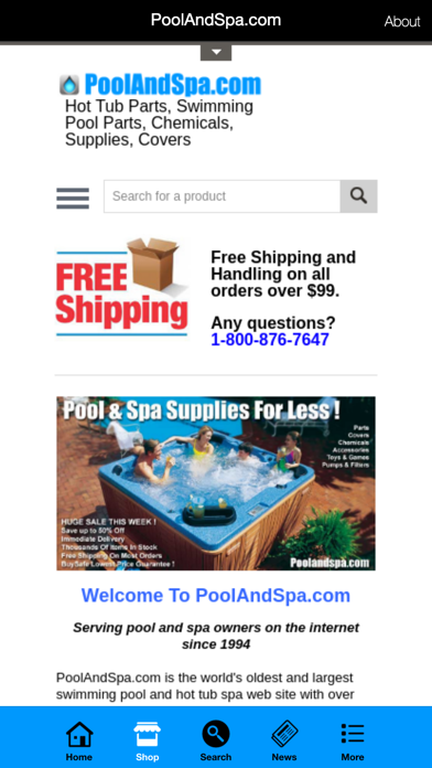 PoolAndSpa.com Screenshot