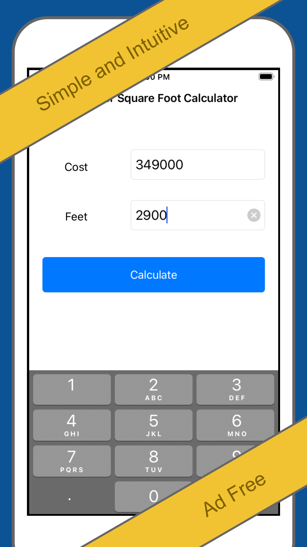 Cost Per Sq Foot Calculator