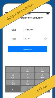 cost per sq foot calculator iphone screenshot 1