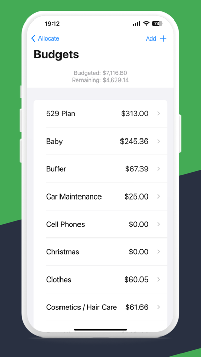 Allocate: Budget Tracker Screenshot