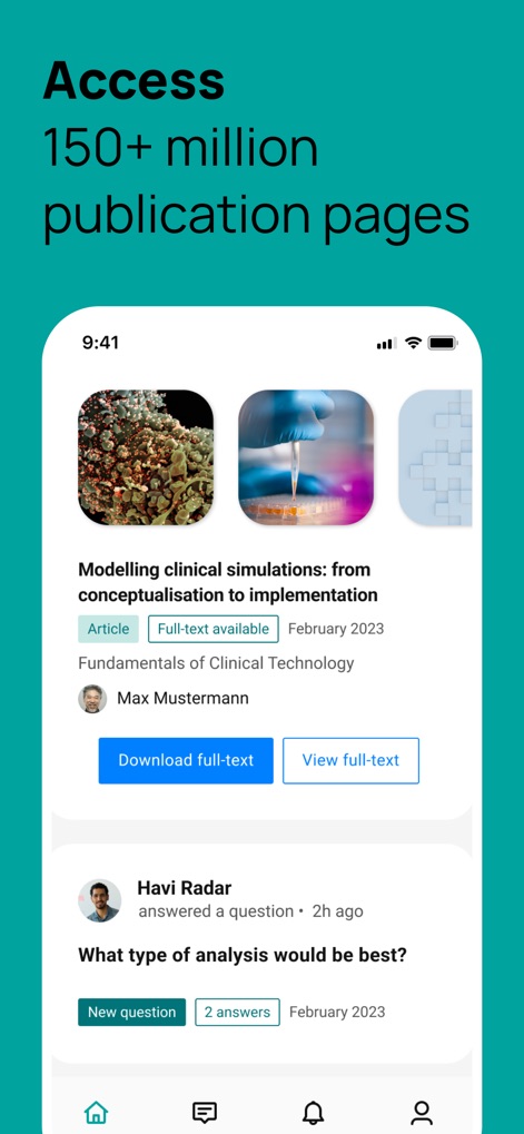 ResearchGate - Users can effortlessly navigate publication cards and directly access full-text through dedicated download buttons.