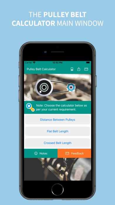 Pulley Belt Calculator Screenshot