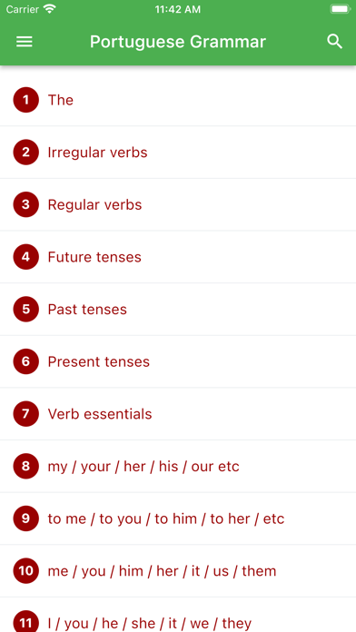 Portuguese Grammar Screenshot