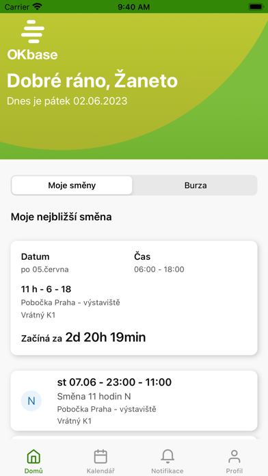 Směny OKbase Screenshot