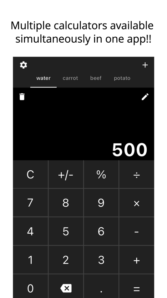 #1. Multi-tab Calc - A simple app. (iOS) 来自: Naoyuki Rikiji