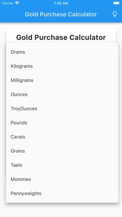 Gold Purchase Calculator Screenshot