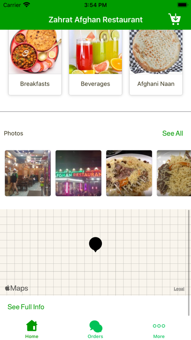 ZahratAfghan Restaurant Screenshot