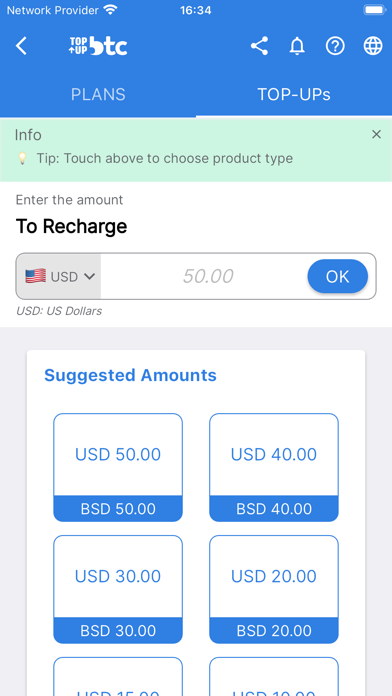 Topup BTC Screenshot