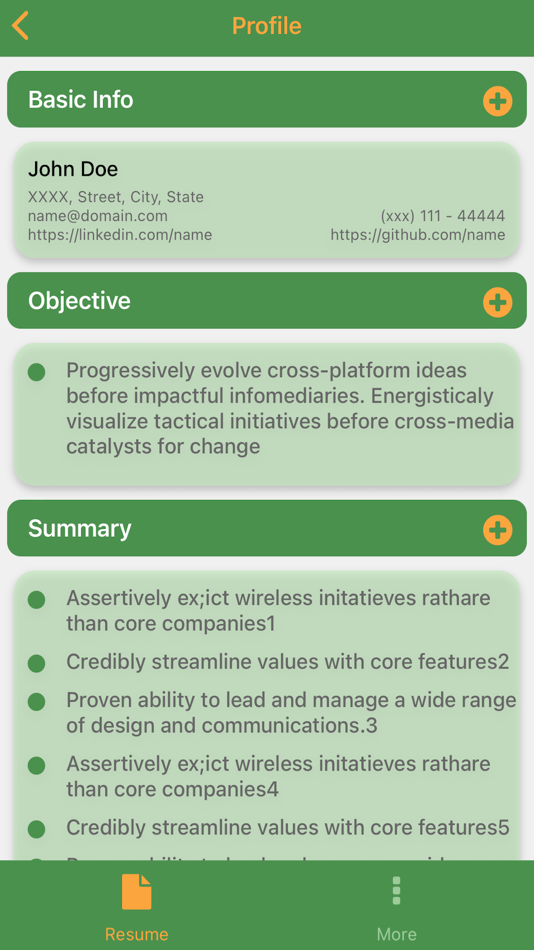 #1. Create Resume (iOS) 由: Rajendran K A