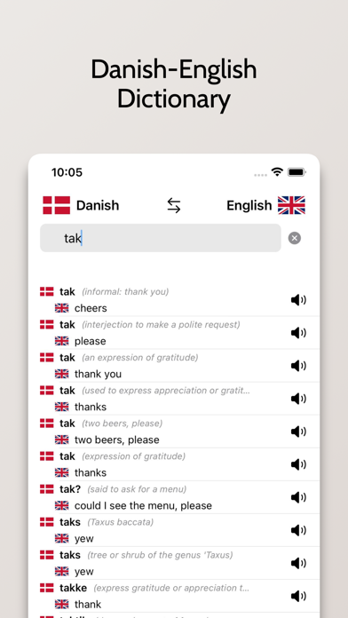 Danish-English Dictionary Screenshot