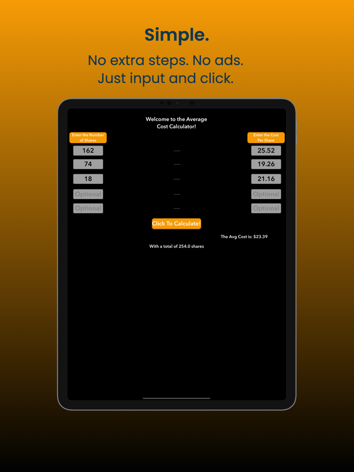 Average Cost Calculator