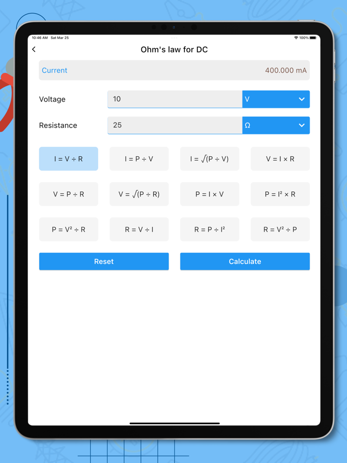 Mobile Electrician Calculator