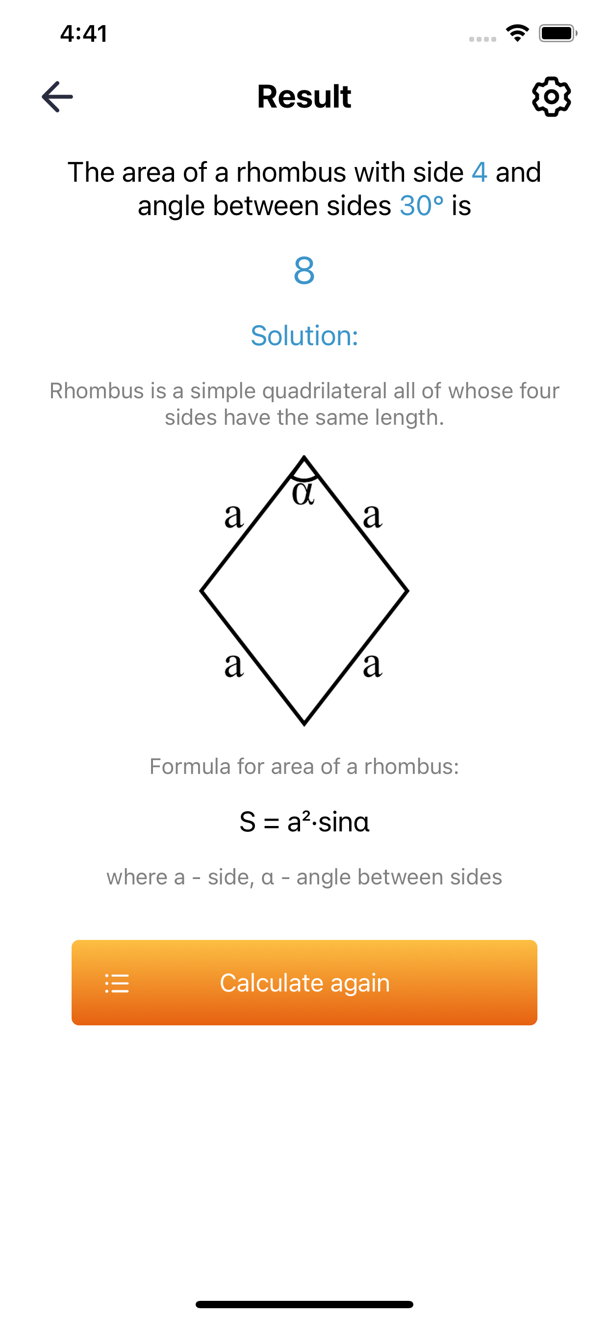 Area of a rhombus