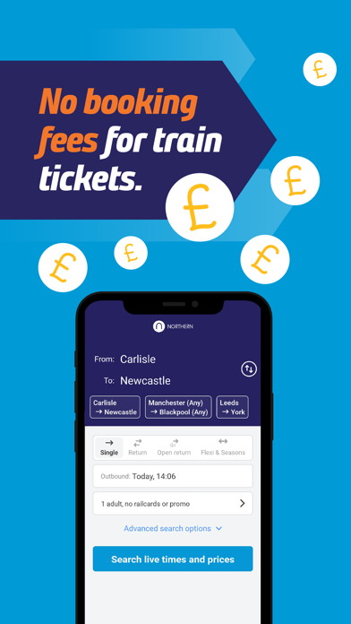 Northern train tickets & times Screenshot