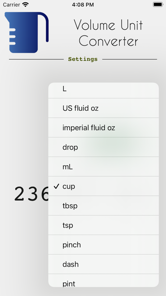 #2. Volume Unit Converter (iOS) By: Rachel Blancher