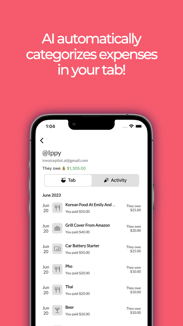 OpenTab Expense Splitting