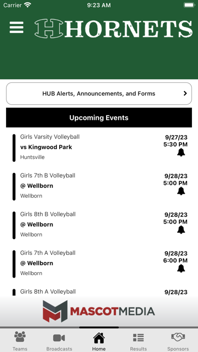 Huntsville Hornets Athletics Screenshot