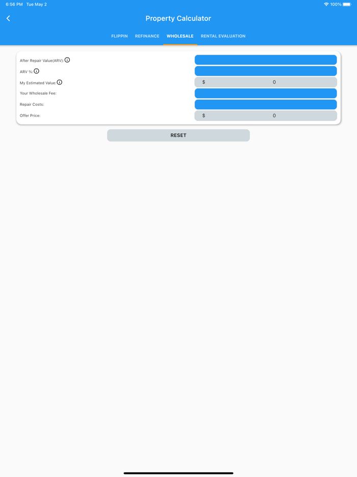 Navid Moosa REI Calculator