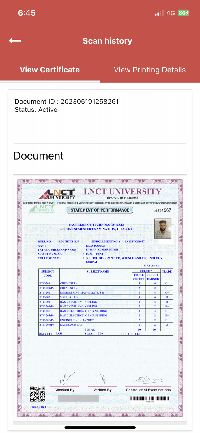 LNCT Bhopal SeQR Scan