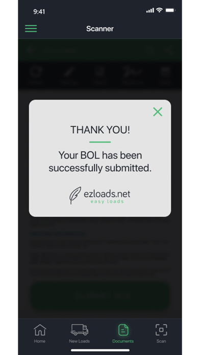 ezLoads Driver App and Scanner Screenshot