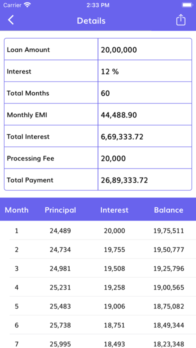 EMI Calculator - Loan Calc Screenshot