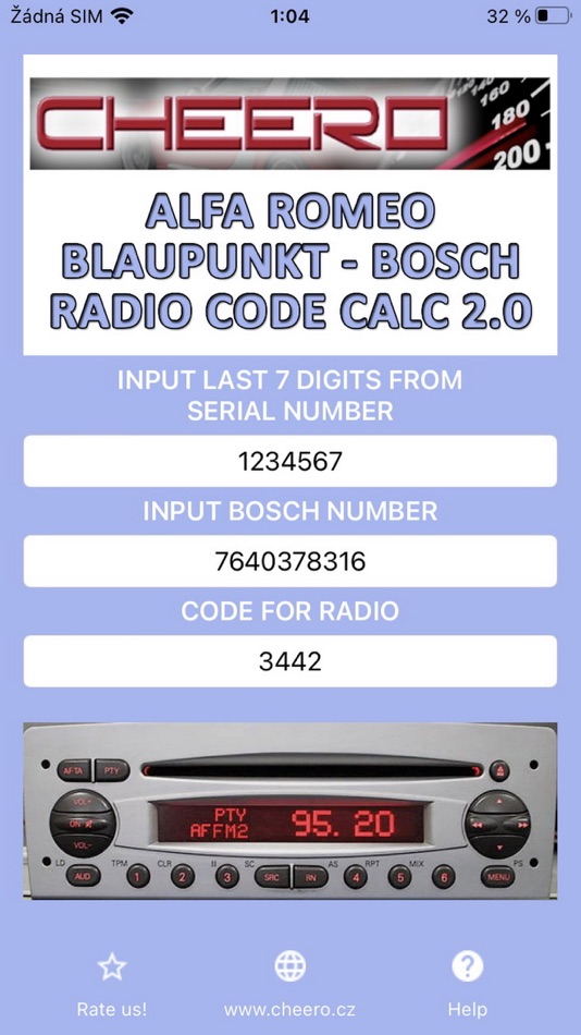 #1. RADIO CODE for ALFA ROMEO B&B (iOS) 由: Petr Svihovec