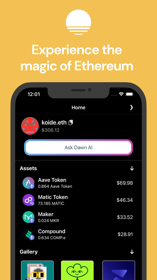 #1. Dawn - Ethereum Wallet (iOS) By: Gateway Labs, Inc