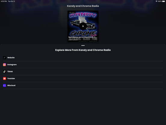 Kandy and Chrome Radio iPad screenshot 3 - Music app