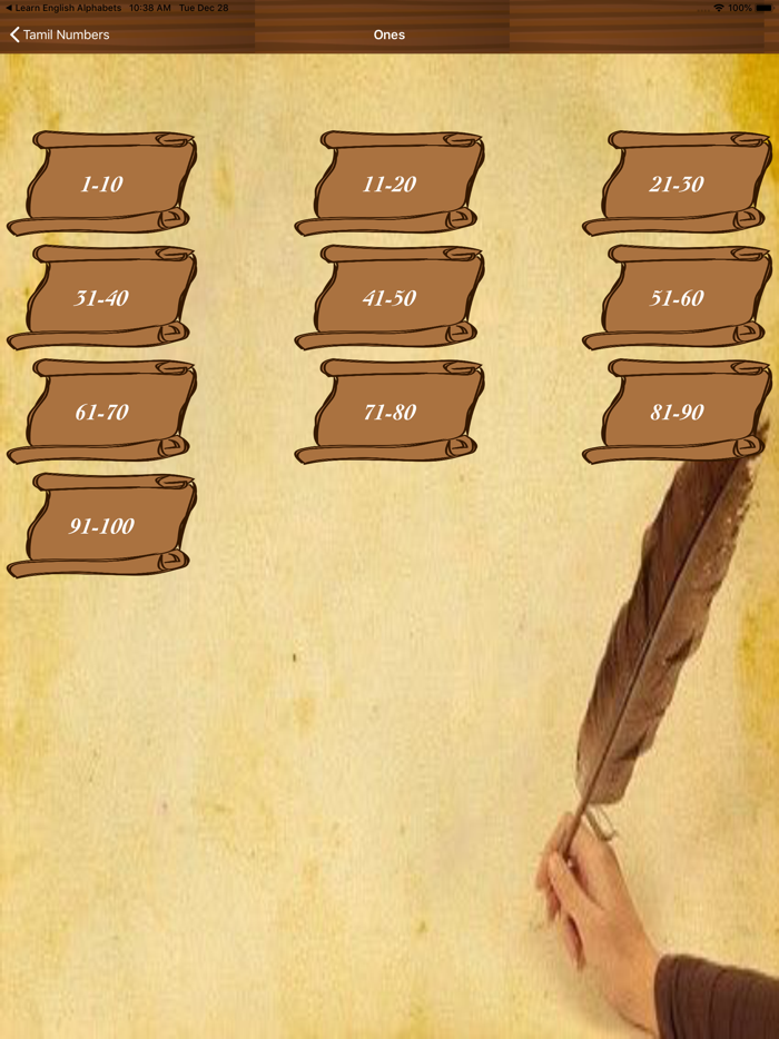 Learn Tamil numbers writing