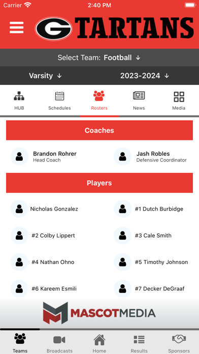 Glendora Tartan Athletics Screenshot