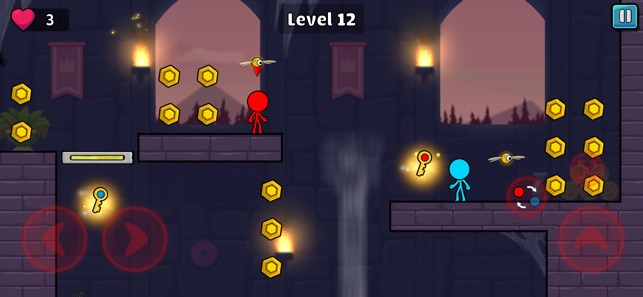 Red and Blue Stickman 2 - Fire and Water Games 