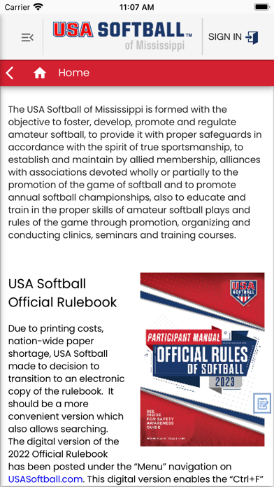 USA Softball of Mississippi Screenshot
