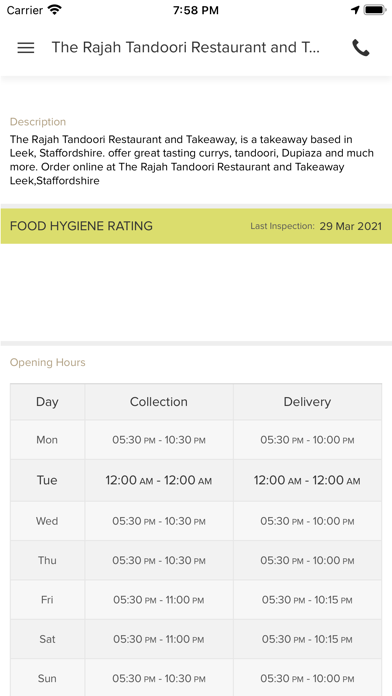 The Rajah Tandoori Restaurant Screenshot