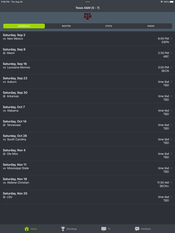 Screenshot #4 pour Texas A&M Football Schedules